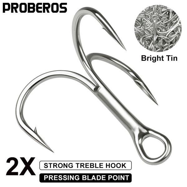 Proberos 100pcs Treble Hooks 18-16-14-12-10-8-6-4-2-1-1/0-2/0-3/0-4/0-5/0# ganchos de alta resistência Pesca de água salgada de aço 220812