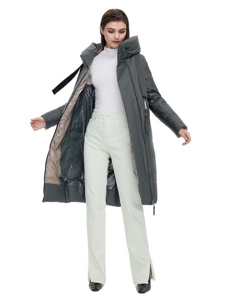 

hailuozi letter patched tape zip up hooded winter coat w7vj#, Black