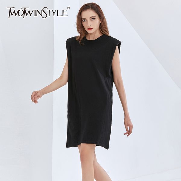 

loose white basic dress for women o neck sleeveless casual mini dresses female fashion clothing stylish 210423, Black;gray