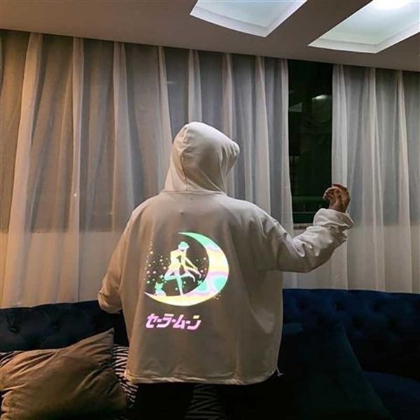 

nicemix cartoon sailor moon reflect light printing midnight woman sweatshirt hoodie harajuku kpop hoodie cute anime y200610, Black