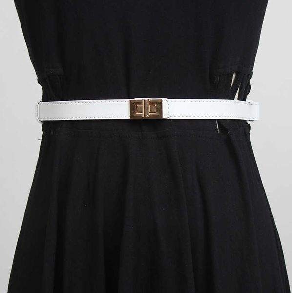 

2022 leather thin belt women's buckle kelly coat decoration with skirt waist closing versatile belt, Black;brown