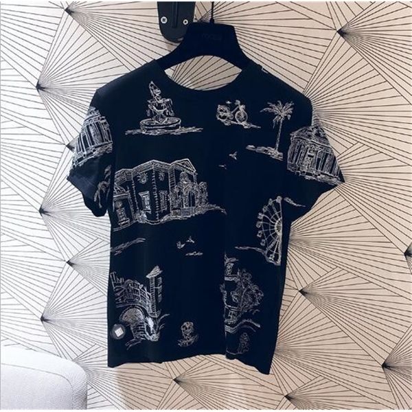 

women white tshirt ink street painting back tie bow t shirt y200412