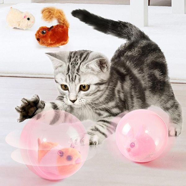 Кошки игрушки 360 ° маленький шарик смешной тизер интерактивный электрический котенок животных гнездясь по щенку