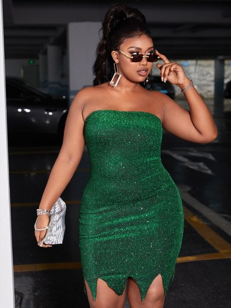 

sxy plus asymmetrical hem glitter dress r6wy#, Black