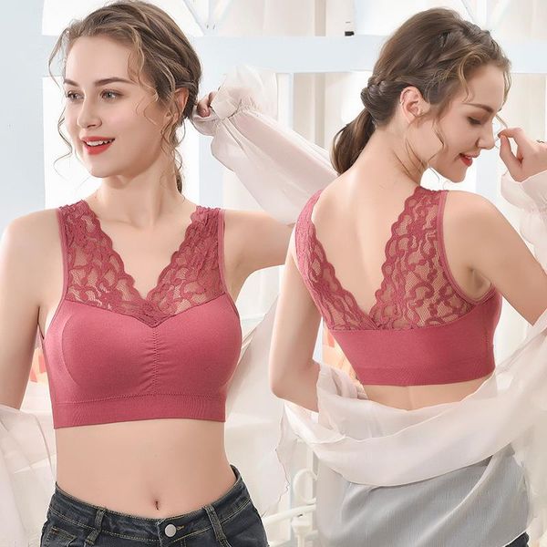 

womens bra seamless underwear lace wireless beauty back lingerie push up bh cozy chest tube bralette, Red;black