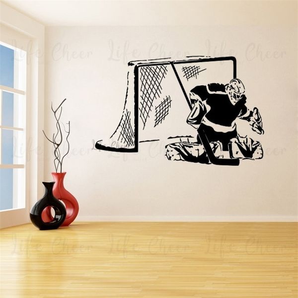 Personalizzato Hockey Goalie Portiere Adesivi murali per vivaio Bambini Bambini Ragazzi Camera da letto Sala giochi Decalcomanie in vinile Soggiorno Art Decor 220621