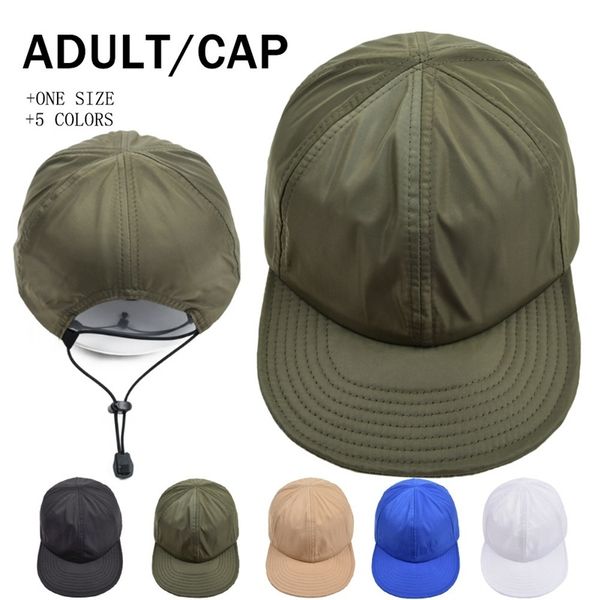 

drawstring adjustable flat brim shading baseball cap sun protection solid color korean version soft men dad hat 220513, Blue;gray