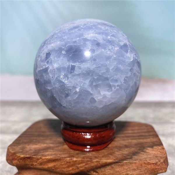 Oggetti decorativi Figurine Quarzo Pietra naturale Celestite Sfera Cristallo blu Energia Reiki Wichcraft Gemme Minerali Lavoro manuale Ball House D