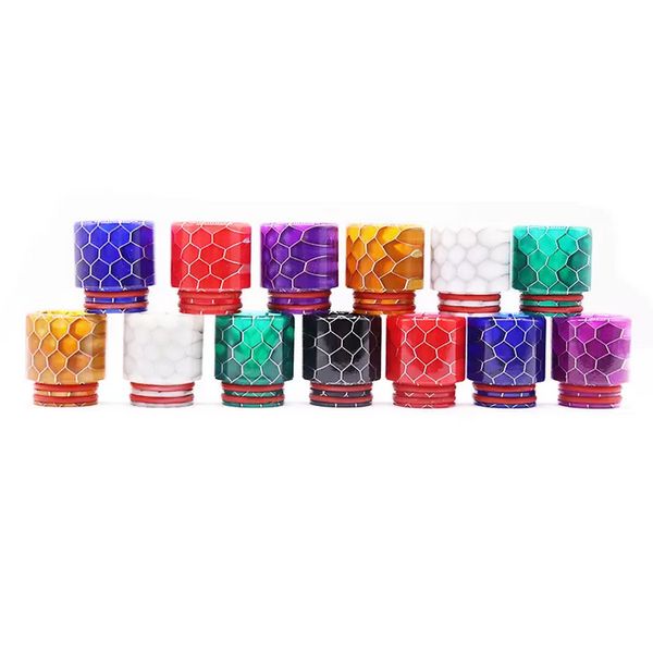 Commercio all'ingrosso 810 Drip Tips Resina epossidica Forma di pelle di serpente Accessori per fumatori Mouthpeice Wire Bore Suck Tip per TFV12 Prince TFV8 X Big Baby Crown Atomizer 127 N2