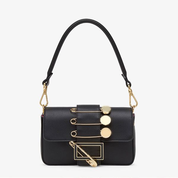 

metal pin baguette bag characters handbag purse women shoulder bags genuine leather chain classic letter magnetic buckle crossbody wallets w