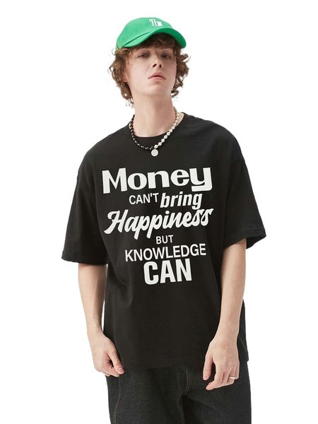 

men slogan graphic drop shoulder tee 11it#, White;black