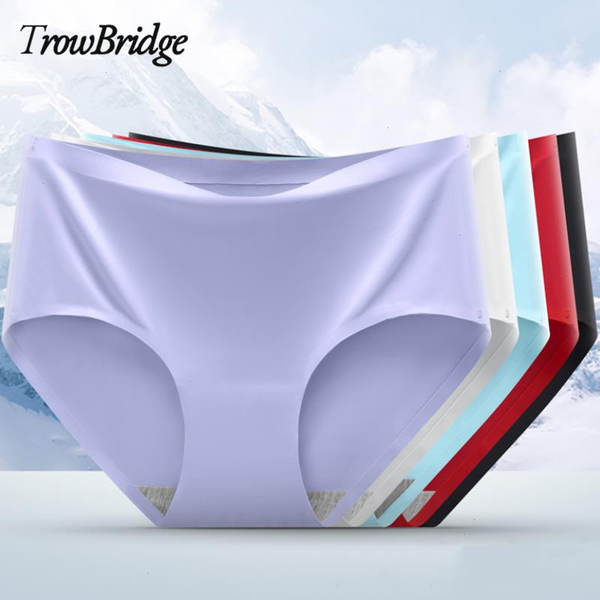 

seamless womens panties ice silk intimate lingerie femme underwear underpants sports briefs panty 3pcs, Black;pink
