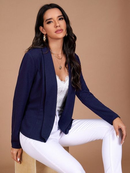 

shawl collar solid blazer r6ar#, White