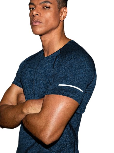 

men reflective detail marled stitching raglan sleeve sports tee t7eb#, White;black