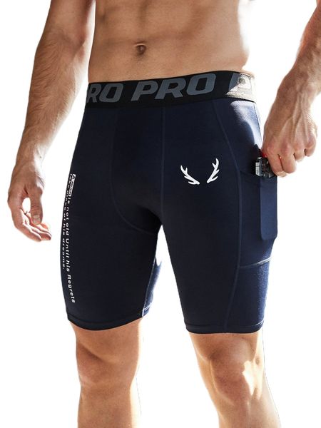 

men slogan graphic sports tights d4kw#, Black