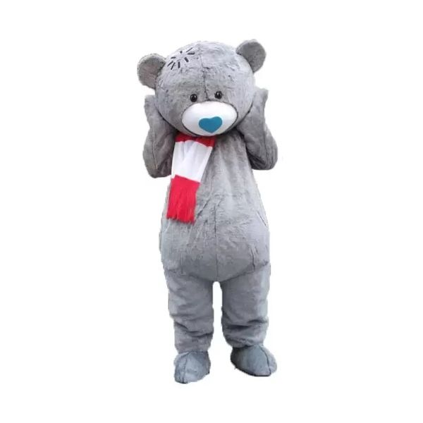 2022 Halloween Grauer Teddybär Maskottchen Kostüm Top Qualität Anpassen Cartoon Anime Thema Charakter Erwachsene Größe Weihnachten Karneval Kostüm