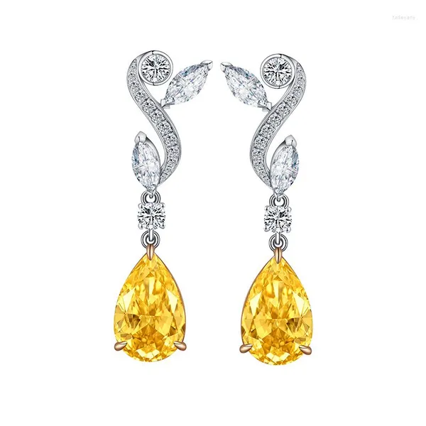 Lustre de bala de jóias de ouro 18k 6,0ct/2p 12,5x8mm Brincos de queda de diamante simulados Fábrica de preços de atacado Saledangle Direct Saledangle Farl22