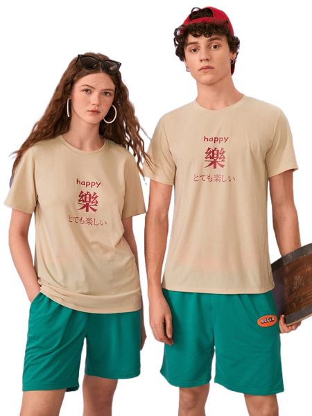 

1pc letter graphic tee 75wo#, White;black