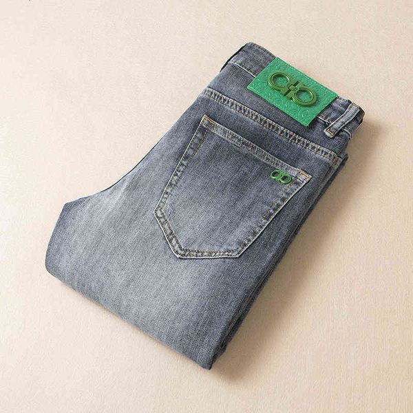 

spring 2022 and summer thin high-end fashion brand light blue slim fit small foot straight tube casual jeans for men