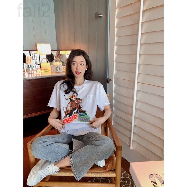 

women's t-shirt designer chaopai 22 early spring new female xia tiger print pattern american street hip hop loose casual short sleeve 4, White