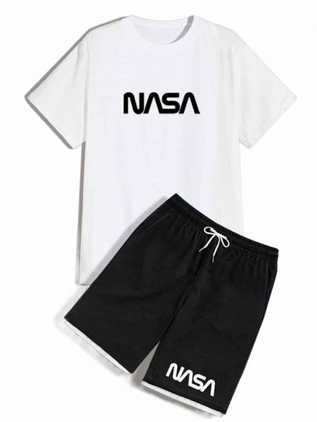 

men letter graphic tee with shorts y0s6#, Gray