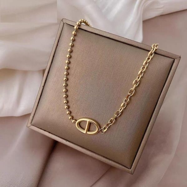 Catene Trendy IP Gold Coffee Bean Naso di maiale Collana a catena con ciondolo Gioielli in acciaio inossidabile per articoli da donna CuteChains