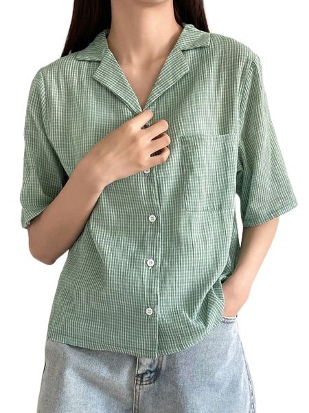 

dazy patched pocket gingham print blouse j9jr#, White