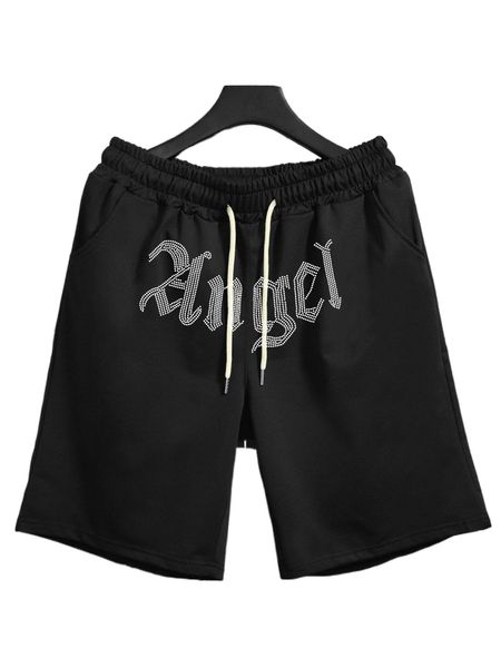 

men letter graphic drawstring waist shorts r6gx#, White;black