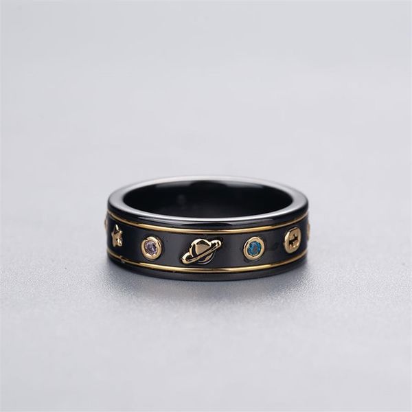 

double 99 ancient black and white ceramic ring bee planet couple couple rings valentines day gift factory direct supply can 229k, Silver