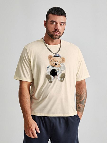 

extended sizes men bear print tee u0g7#, White;black