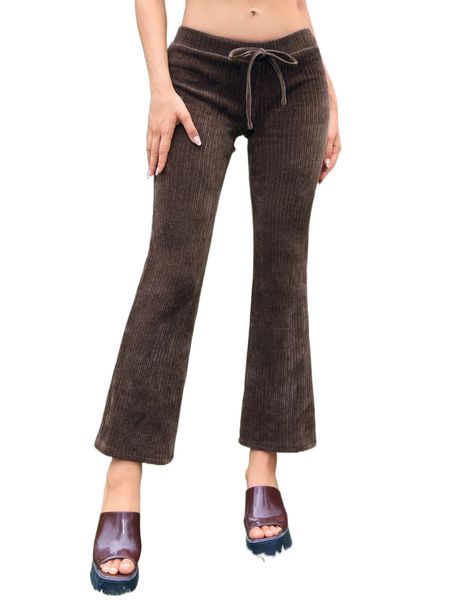 

knot front flare leg pants c0rf#, Black;white