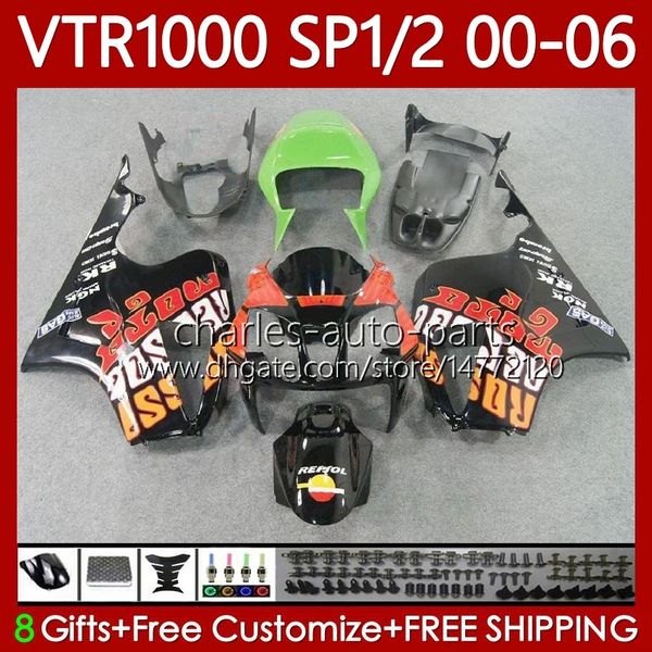 Kit carrozzeria per HONDA VTR1000 RTV1000 RC51 2000-2006 Carrozzeria 123No.27 SP1 SP2 VTR 1000 00 01 02 03 04 05 06 VTR-1000 2000 2001 2002 2003 2004 2005 2006 Carena arancione nero