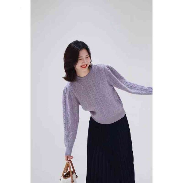 

women's sweaters c pole quality autumn and winter lavender purple twisted flower pullover cashmere sweater, White;black