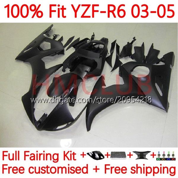 100% Fit OEM Corpo para Yamaha YZF-R6 YZF600 YZF R 6 600 CC 03-05 Bodywork 9No.10 YZF R6 600CC YZFR6 03 04 05 Cowling YZF-600 2003 2004 2005 Injecção Fairing Kit Matte Preto