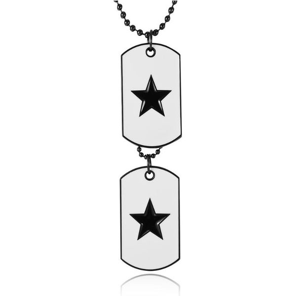 

pendant necklaces army style 2pcs dog tag mens star necklace chain, silver