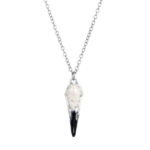 

pendant necklaces raven skull necklace 3d alloy gothic gift halloween accessories birds devil punk jewelry hsj88, Silver