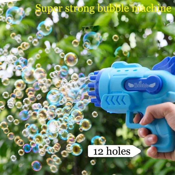 Bubble Gun Electric Automatic Sapone Rocket Bubbles Machine Kids Portable Outdoor Party Toy LED Light Blower Toys Regali per bambini 220621