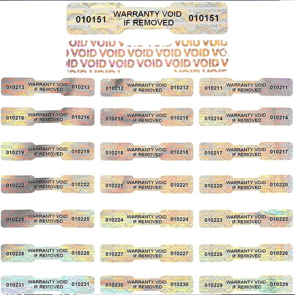 Holografisches Seriennummernetikett, Hochsicherheitssiegel, Garantie-Void-Aufkleber, Knochenform, manipulationssichere Klebeetiketten 220627