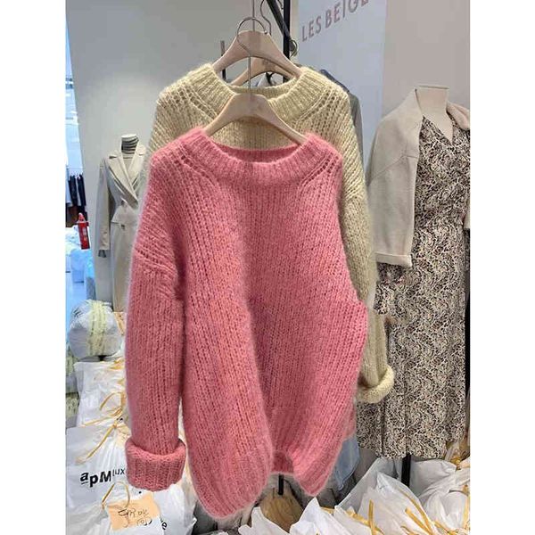 

women's hoodies sweatshirts french lazy style sweater autumn and winter loose pullover wear fashion versatile net red wool women k17i, Black