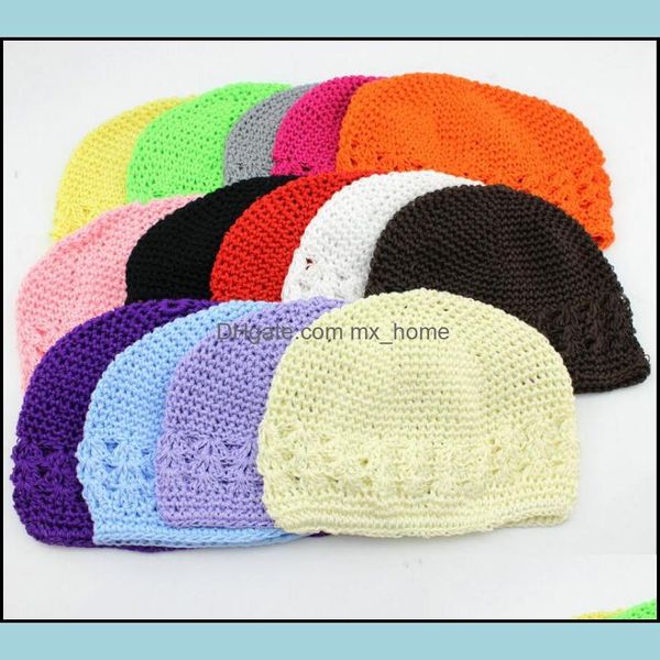 Commercio all'ingrosso 20 pezzi Taglia: ML bambini cotone Kufi berretti classici cappelli fatti a mano in maglia Baby Crochet Beanie ragazza lavorata a maglia Skl Mz9109 Consegna di goccia 2021