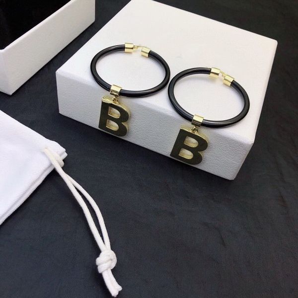 

designer jewelry dangle women leather rope earring hoop with diamonds new brand b letters pendant with logo non-fading chandelier earrings n, Silver