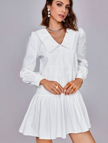 

sailor collar ruffle hem dress a4iy#, Black;gray