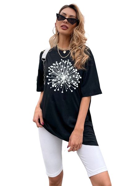 

dandelion print d.rop s.houlder tee b9yk#, White