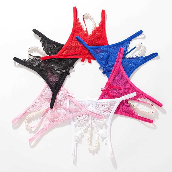 

pearl massage underwear women open crotch lace transparent thong, Black;white