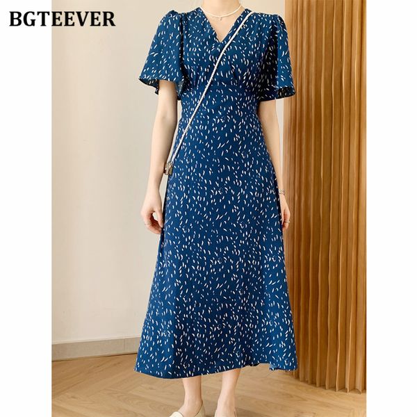 

vintage printed women dress short sleeve loose lace-up female a-line dress 2021 summer ladies midi vestidos, Black;gray