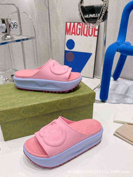 

high definition g family 2022 slippers women's summer flip flops leather muffin thick soled beach shoes sandals, Black