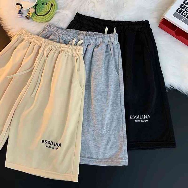 

multi thread sentials high street drawstring sports shorts men's 2022 summer ins loose pants, White;black