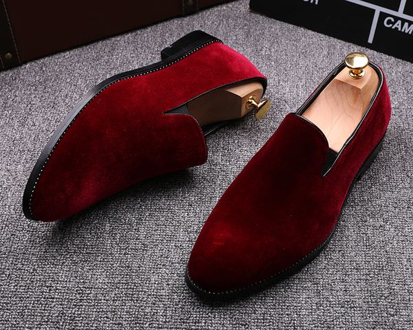 Tasarımcı-Yeni Erkek Kadife Elbise Ayakkabı Loafers Saçlı Düğün Günlük Ayakkabı Kırmızı Yeşil Siyah Ayakkabı
