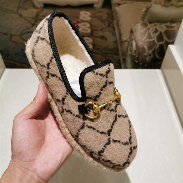 

fashion woman letter embroidered metal buckle ankle boot women wool snow boots r ladies winter loafers shoes box size 3233k, Black