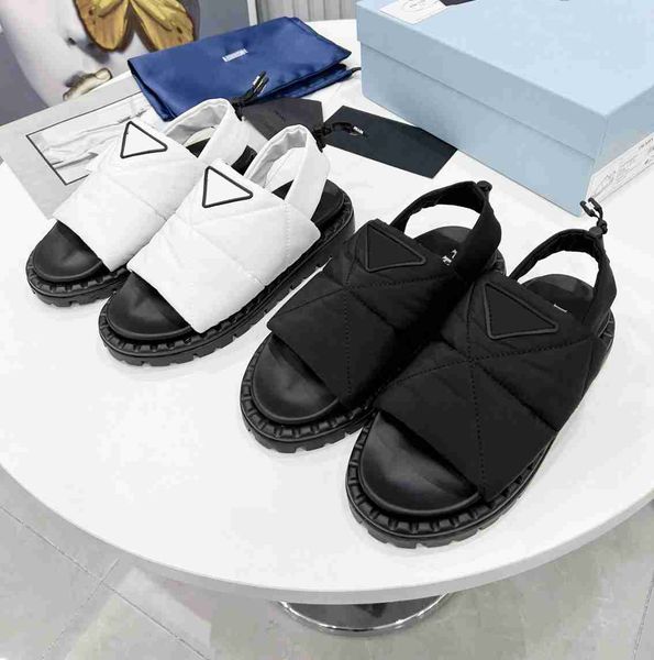 

designer slippers blow nylon sandals women shoes genuine leather filp flops sandals summer luxury flat slides ladies beach slide womens snea, Black